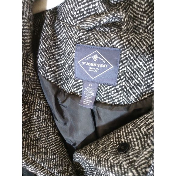 St Johns Bay Black & White Jacket with Scarf, LT - Picture 3 of 7